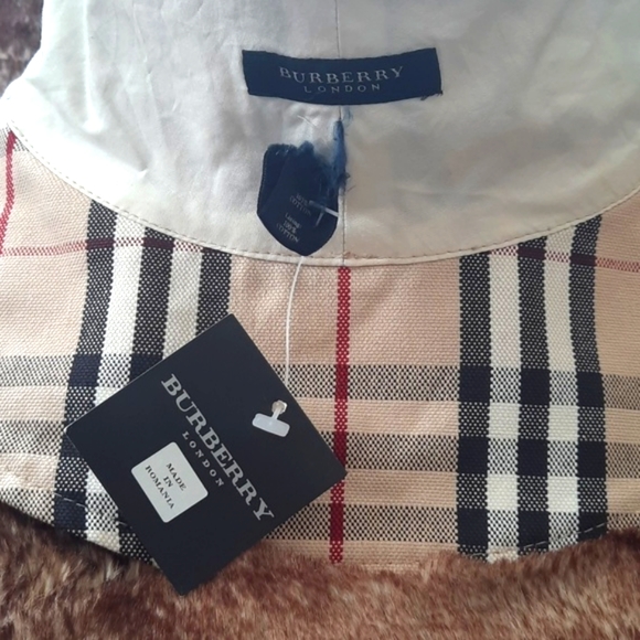 Burburry London Vintage check 100% cotton canvas bucket hat, beige XS, S - Picture 8 of 15